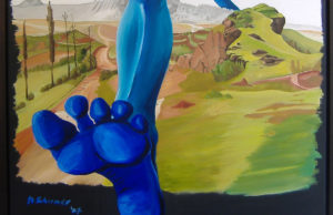 Abbildung S.9: J. W. Schirmer, Der blaue Wanderer, 2007, Öl auf Leinwand 120 x 80 cm (Museum Zitadelle Jülich)