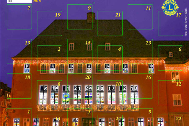 Das Rathaus schmückt den Lions-Adventskalender 2018. Foto: Verein