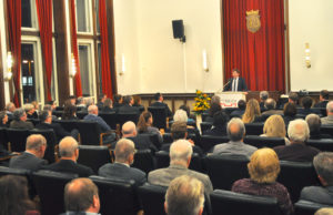 Bürgermeister Axel Fuchs bei der Rede zum Neujahresempfang 2019. Foto: Arne Schenk