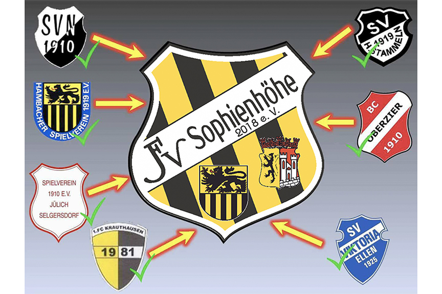 Der JFV Sophienhöhe 2018 e.V. ist eine Spielgemeinschaft verschiedener Vereine. Logo: Verein
