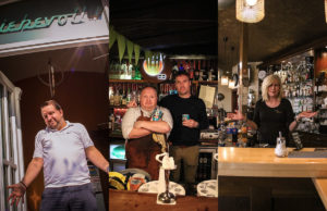 Ben Lövenich vom Liebevoll, Ross und Paddy Lynch vom Irish Pub und Trude Eggen vom Café Fleur in Jülich