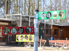 Zeigen wo es langgeht: Die Schilder im Brückenkopf-Zoo. Foto: Dorothée Schenk