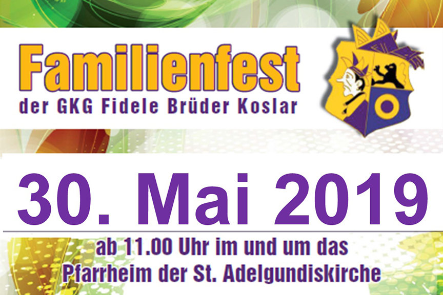 Familienfest der GdG Fidele Brüder Koslar 2019. Grafik: Veranstalter