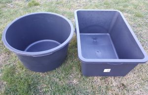 Grünabfuhr mit Mörtelkübeln