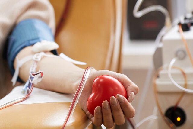 Donor donating blood