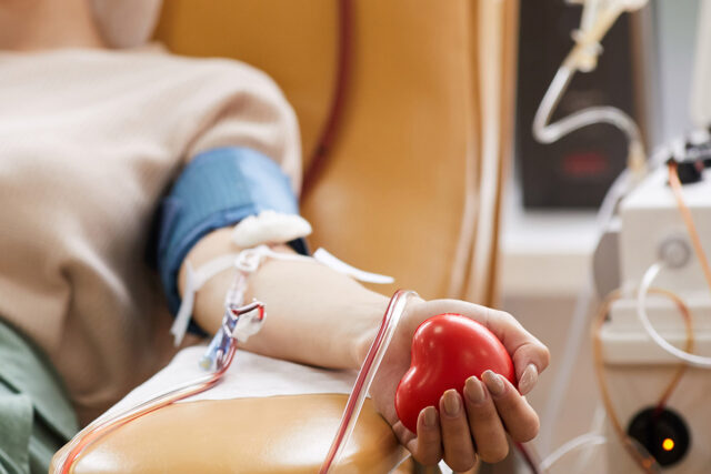 Donor donating blood